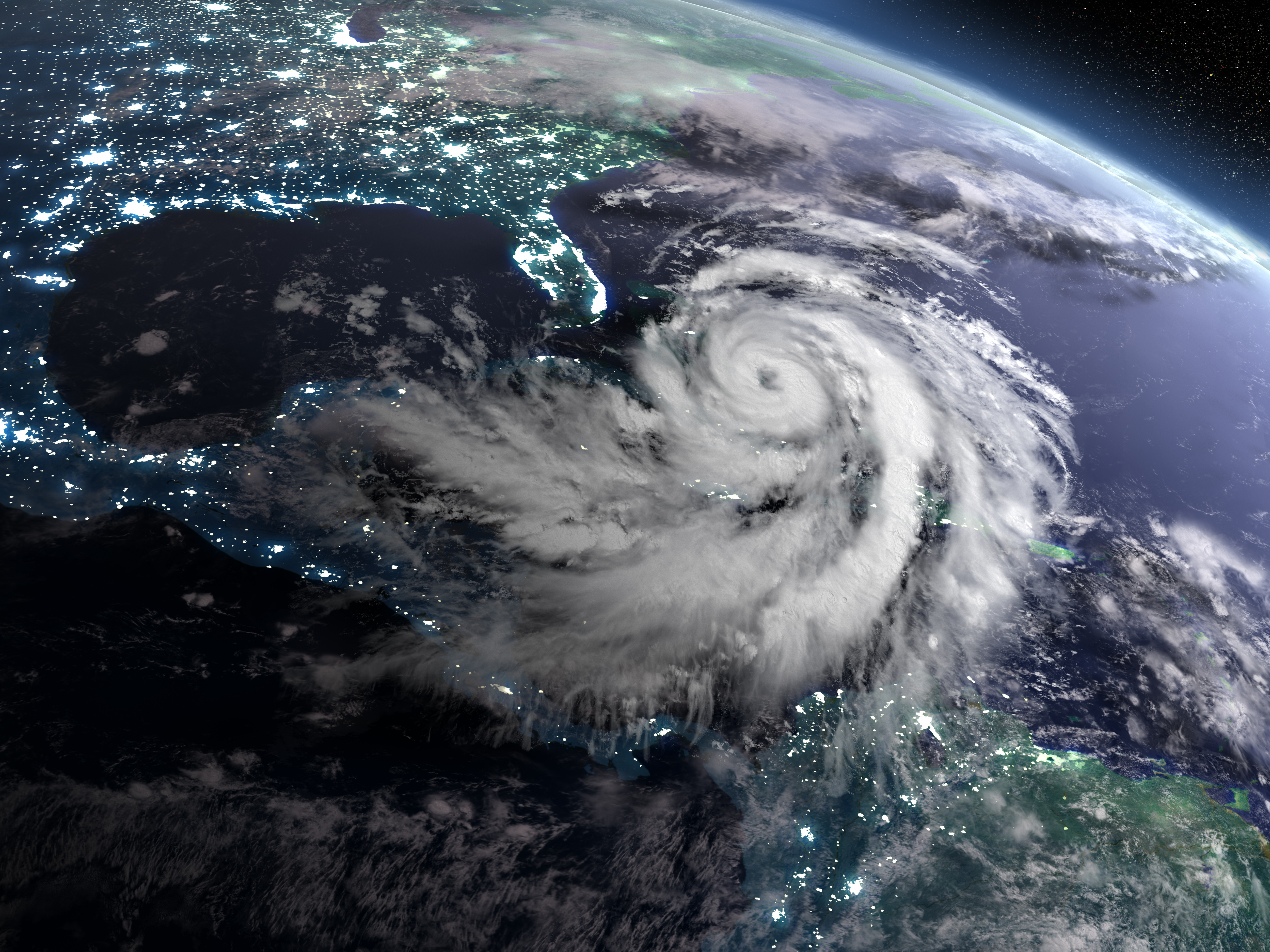 overhead graphic of hurricane pattern