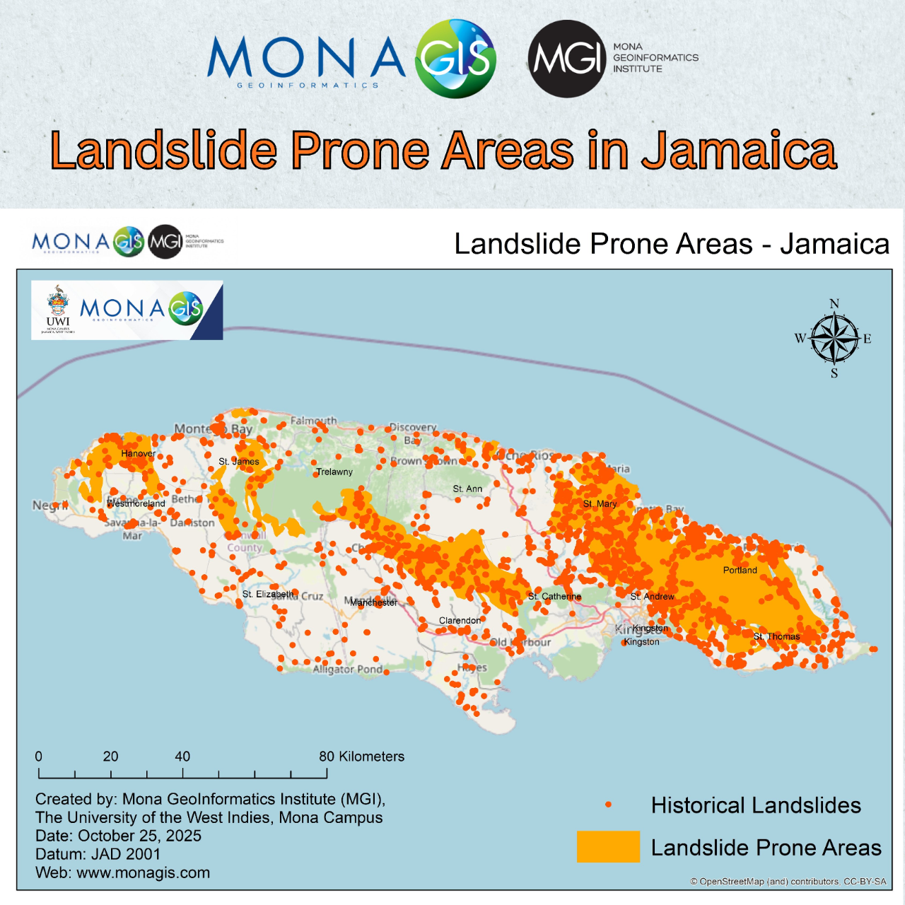 Source: Mona Geoinformatics Institute. Historical landslides and landslide risk assessment for Jamaica.